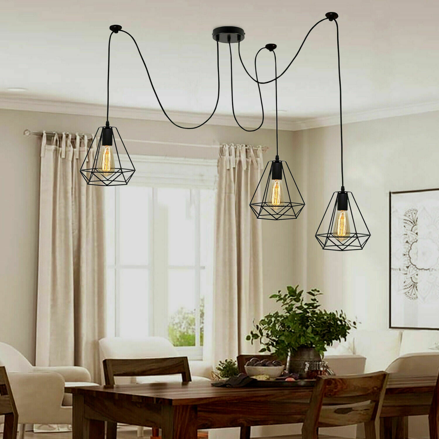 Spinnenlampe Decke 2-Flammig Pendelleuchten Deckenrosette