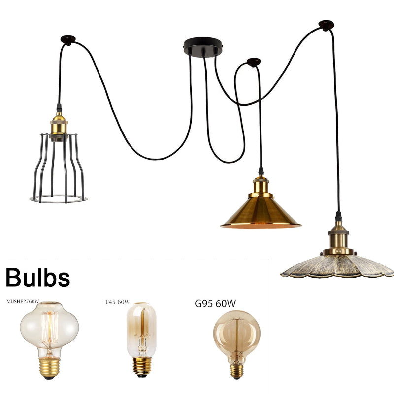 Spinnenlampe Vintage Pendelleuchte 3-flammig