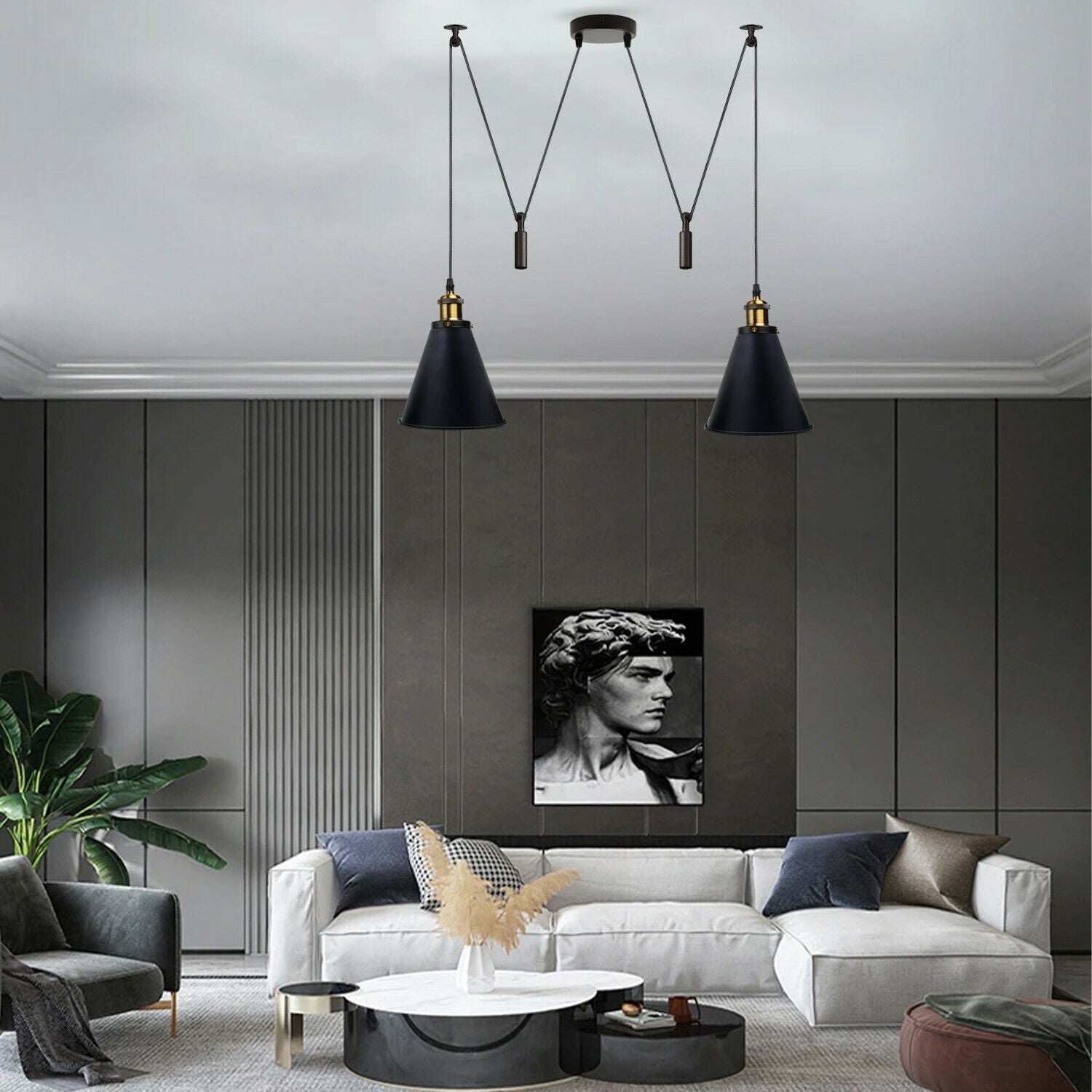 Spinnenlampe Vintage mit Edison GlühbirnenDeckenpendelleuchte