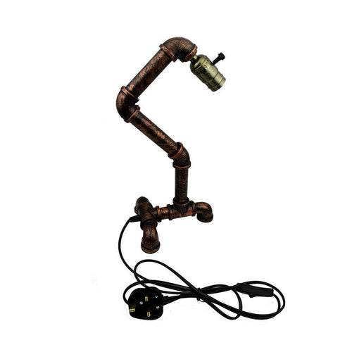 Rustikale rote Retro industrielle Tischlampe Wasserrohrlampen E27 Loft Light Rohrlampen~1239