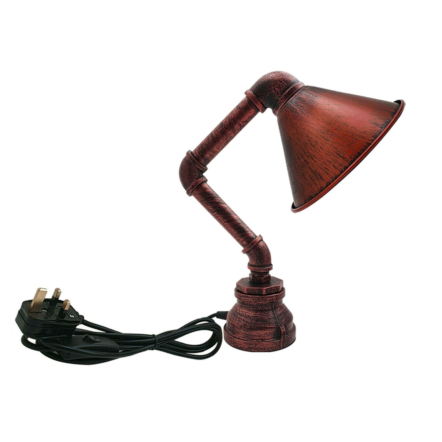 Vintage Retro Industrielle Stahlrohr Schreibtisch Tischlampe Rustikal Rot LEDSone DE-2