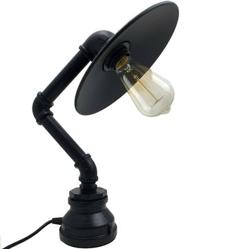 Moderne industrielle Retro-Stil-Stahlrohr-Schreibtisch-Tischlampe mit flachem Schirm LEDSone DE-15