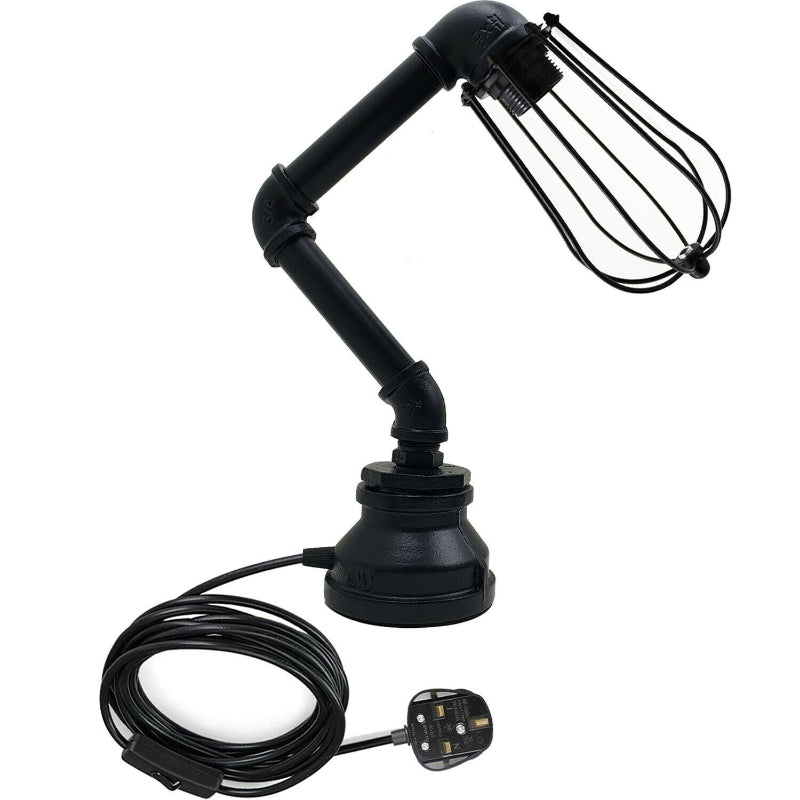  Tischlampe Vintage Schwarz Tischleuchte Metall 