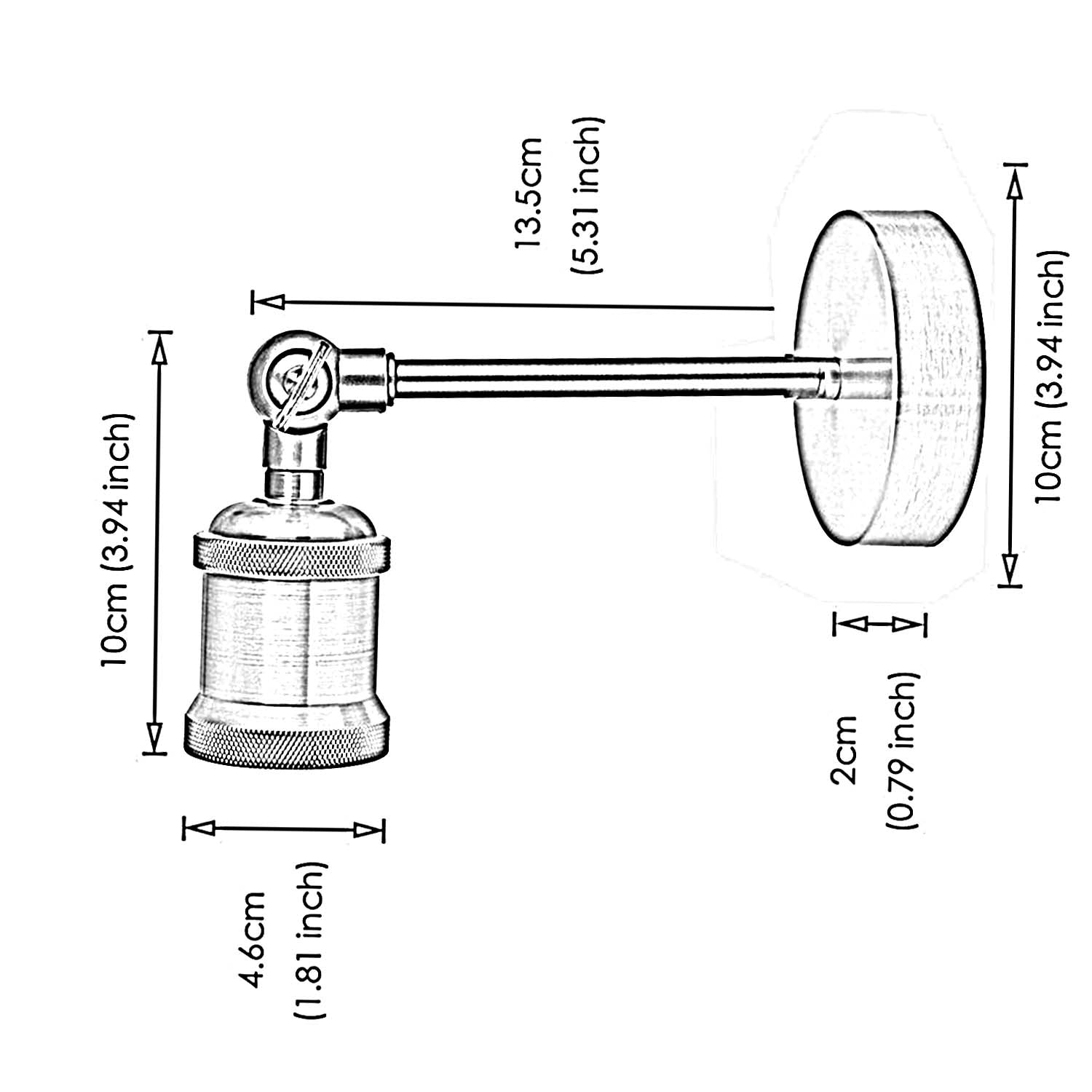 Industrielle Roségold Retro verstellbare Wandleuchten Vintage Style Wandleuchte Lampe Fitting Kit