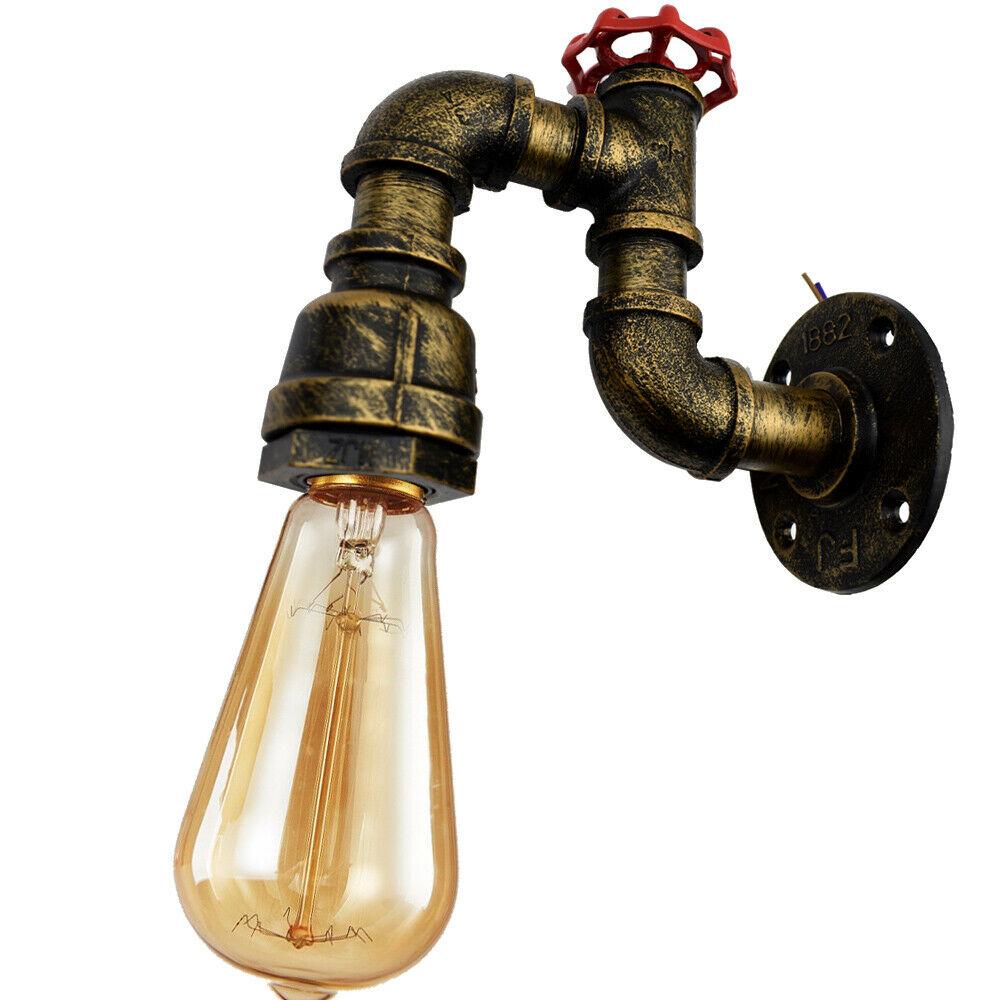Metall Wasserpfeife Deckenleuchte Wandleuchte Vintage Industriell Rustikal Steampunk Lampe Leuchte Gebürstetes Messing LEDSone DE-5