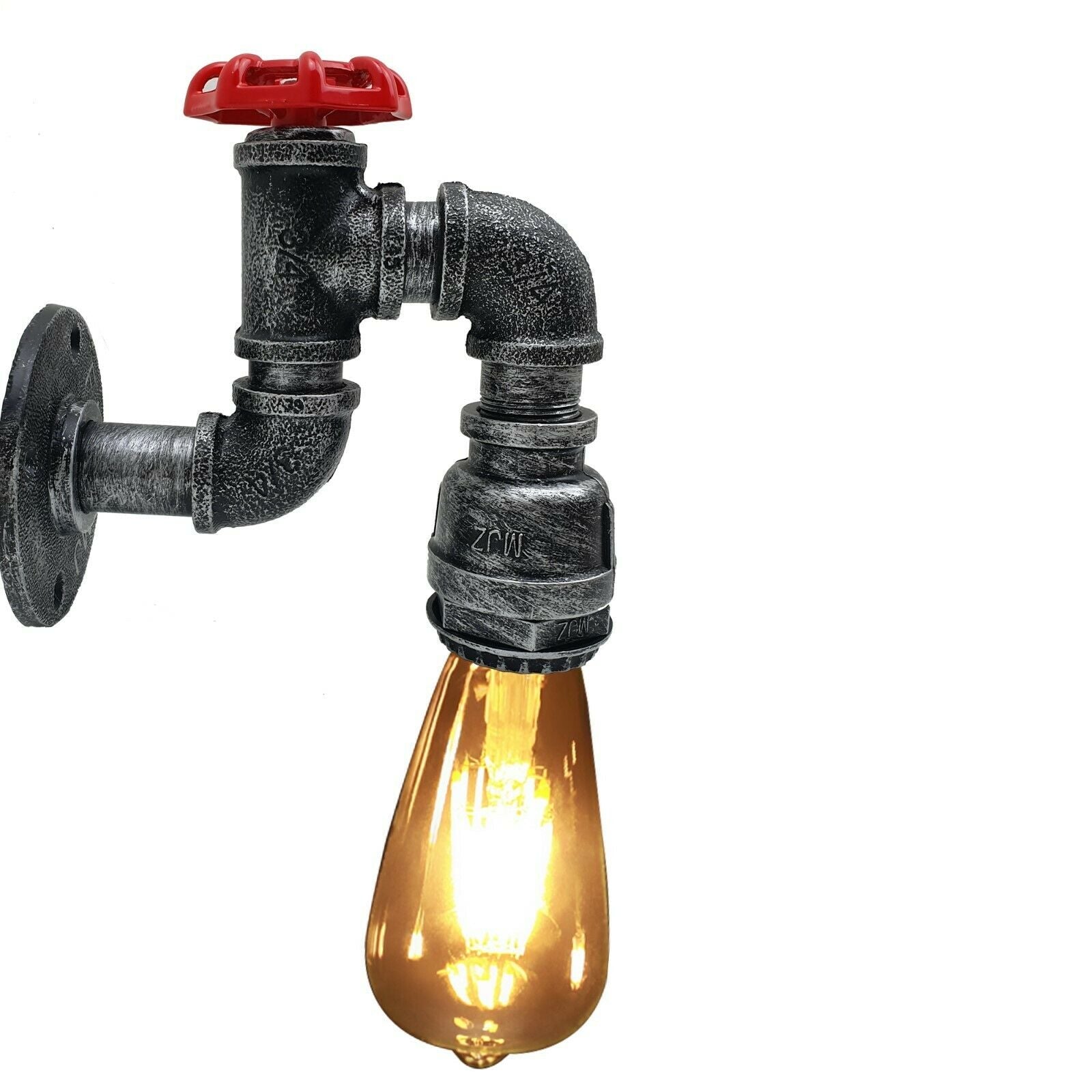 Metall Wasserpfeife Deckenleuchte Wandleuchte Vintage Industriell Rustikal Steampunk Lampe Leuchte Gebürstetes Silber LEDSone DE-1