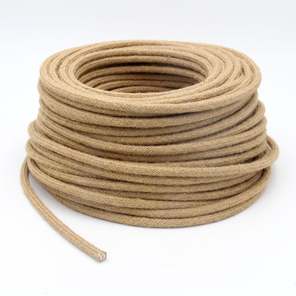 Vintage 3-Adrig Rund Kabel Flexibles Hanf Textilkabel