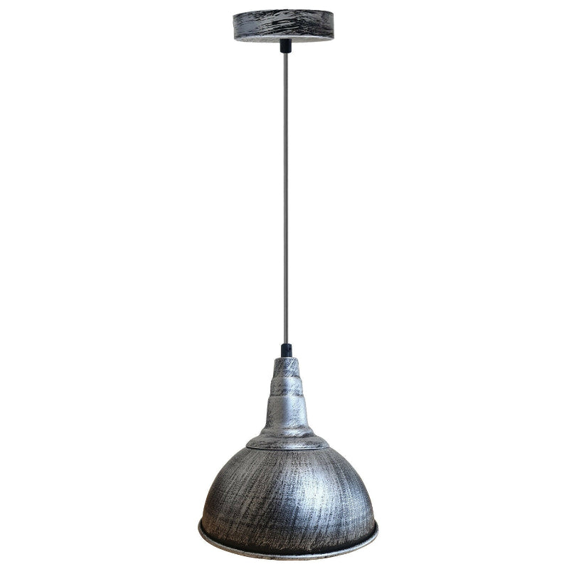 Vintage Pendelleuchte in Silber mit Kabel