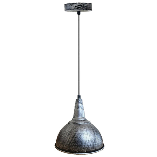 Vintage Pendelleuchte in Silber mit Kabel