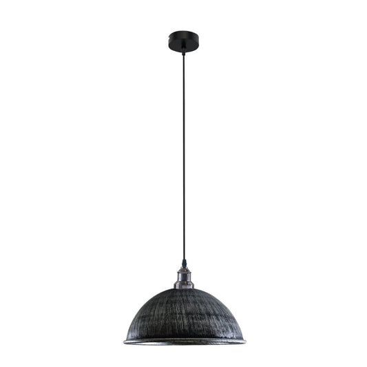 Vintage Pendelleuchte mit silbergrauem Schirm