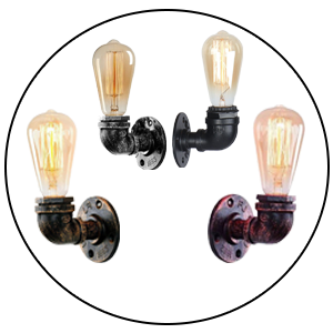 Vintage Industrie Wasserrohr Wandleuchten ~ 2325