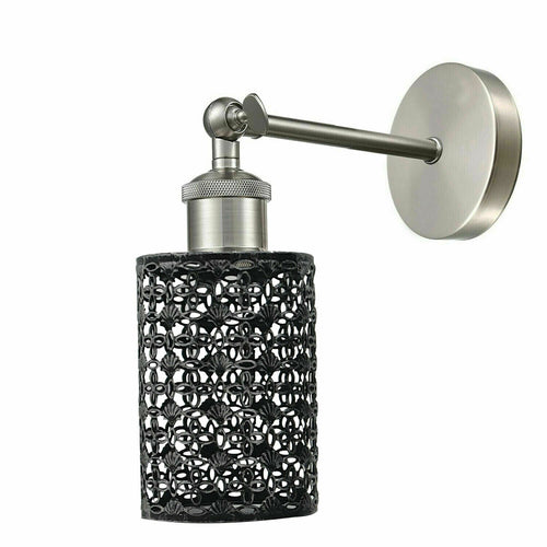 Lampada da parete con paralume a gabbia vintage con motivo floreale~1540