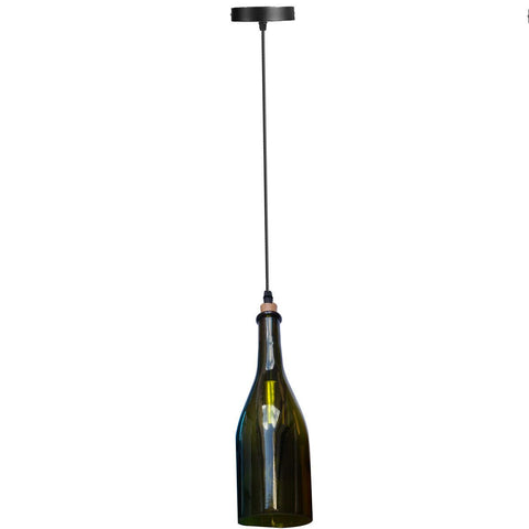 Lampada da soffitto vintage retrò a forma di bottiglia di vino, luce per camera da letto ~1322 - Variant: Verde