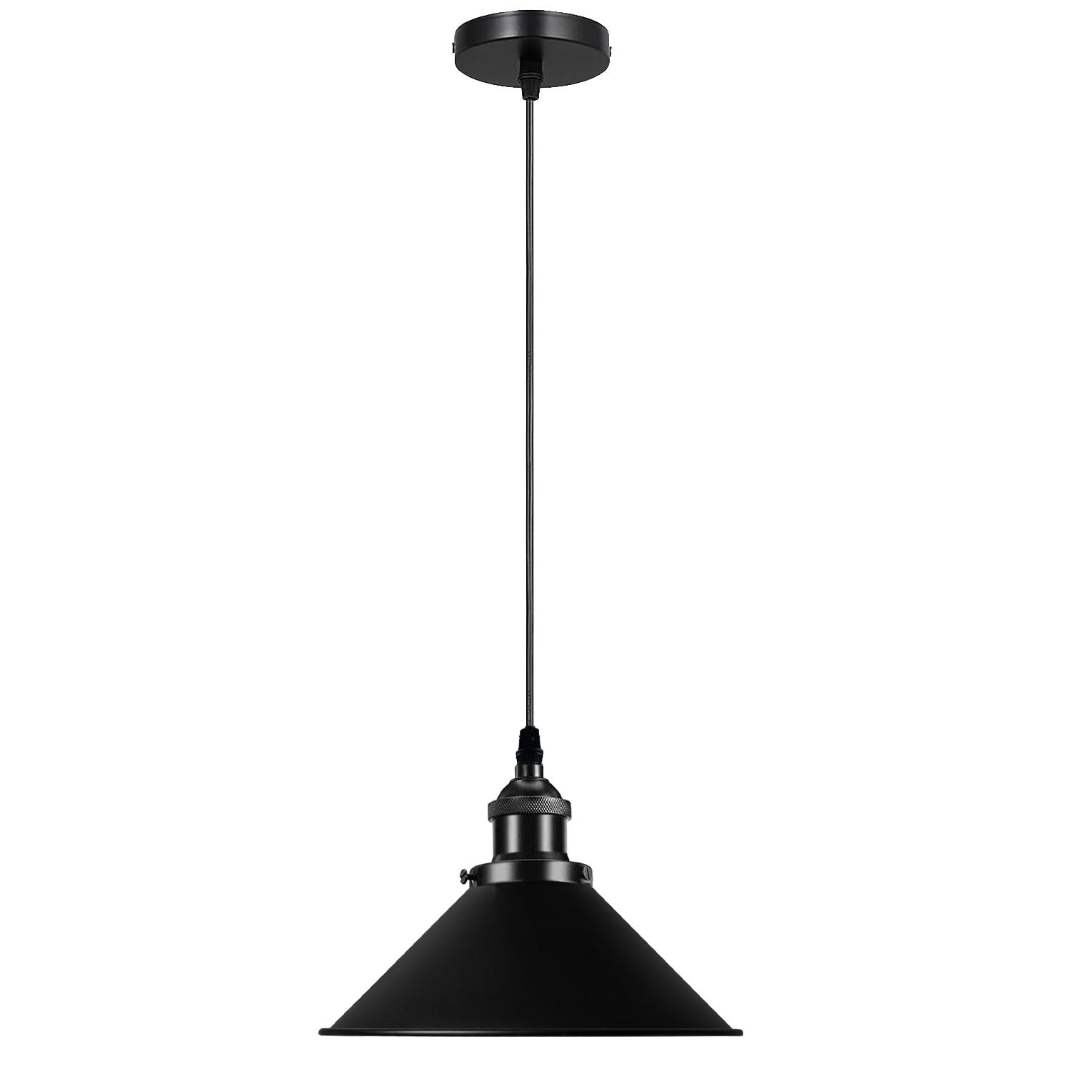 Vintage Deckeneinstellbare hängende schwarze Metall-Kegel-Schatten-Pendelleuchte