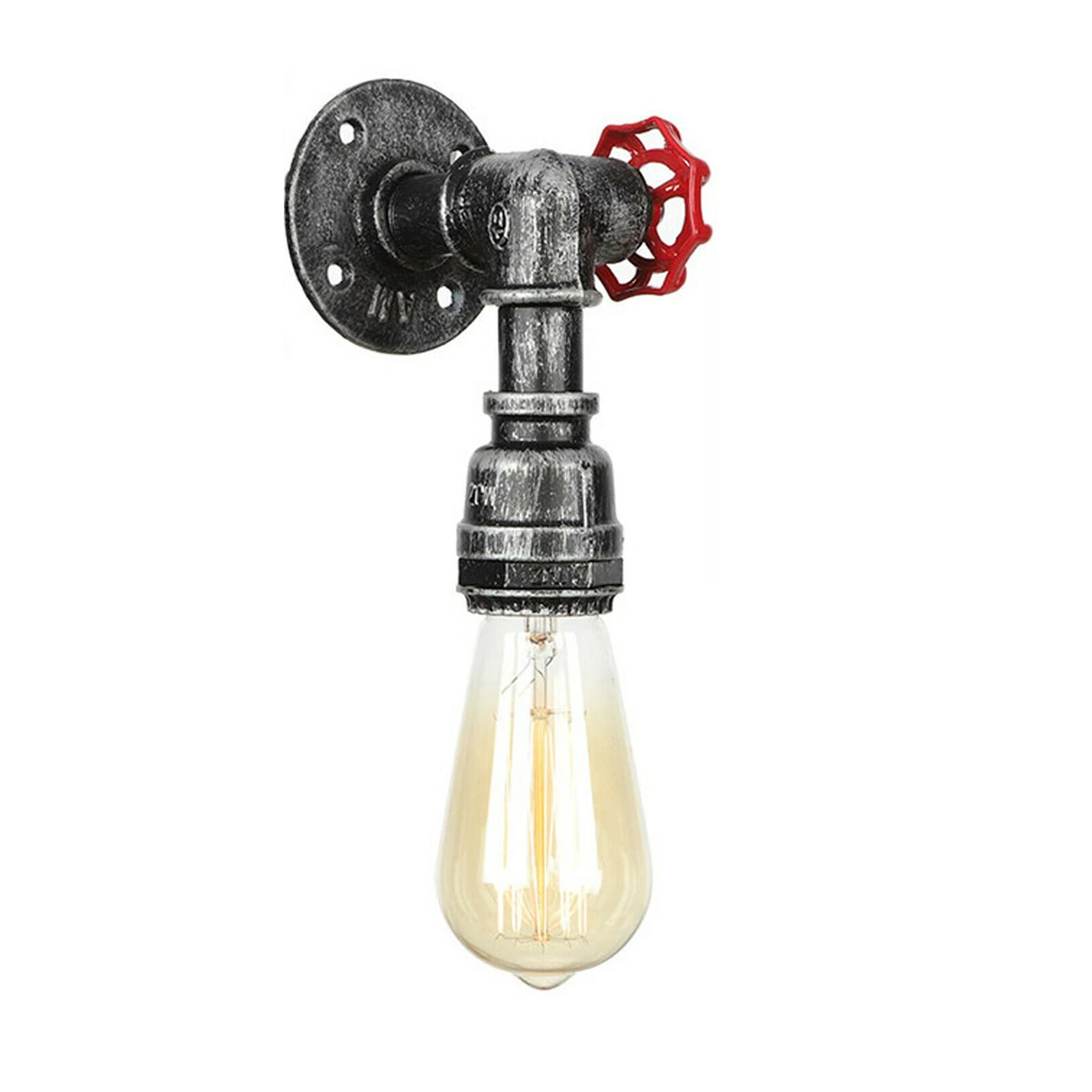 Industrielle Vintage gebürstete Silber Modell Stil Steampunk rustikale Wasserpfeife Wandleuchte Messing Lampe