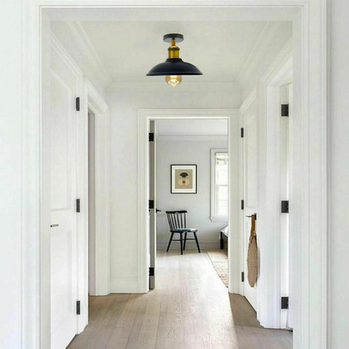 Plafoniera nera Ø 24cm lampada da soffitto con attacco E27 ~1564