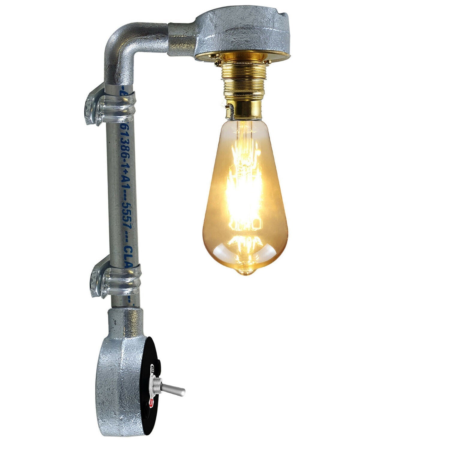 Industrielles modernes Vintage Retro galvanisiertes Rohr Wandleuchte B22 Lampenbefestigung Rohrbeleuchtung LEDSone DE