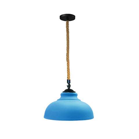 Moderna lampada a sospensione a cupola – 29 cm, E27, vari colori, altezza regolabile, design retrò in metallo ~1677 - Variant: Blu / SÌ
