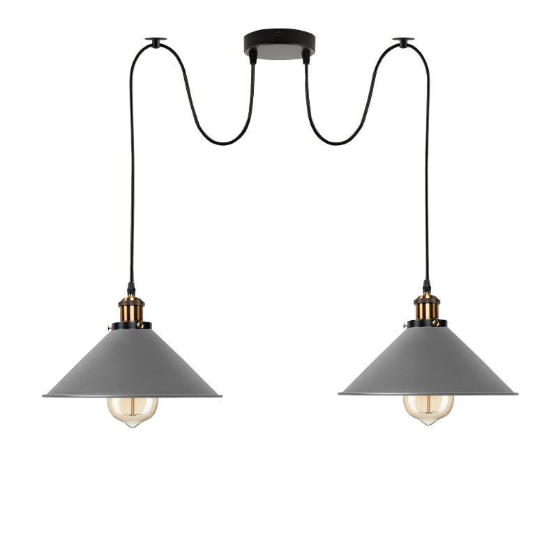 Metall-Hängelampe in Kegelform mit E27-Fassung, Durchmesser 22 cm, Höhe 17 cm, Kabel höhenverstellbar und stilvoll verarbeitet