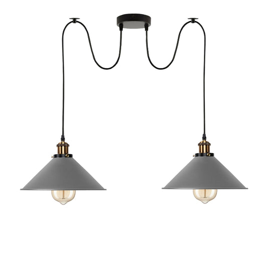Metall-Hängelampe in Kegelform mit E27-Fassung, Durchmesser 22 cm, Höhe 17 cm, Kabel höhenverstellbar und stilvoll verarbeitet
