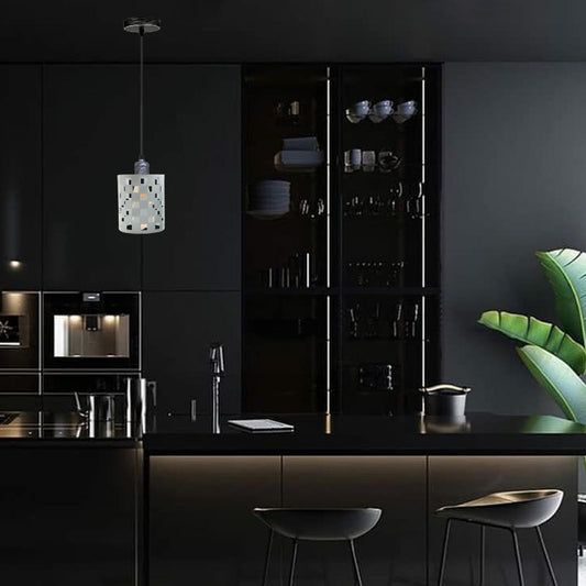 Weißes Pendellicht aus Metall im Käfig-Design – ideal für moderne Küchenbeleuchtung mit E27 Fassung