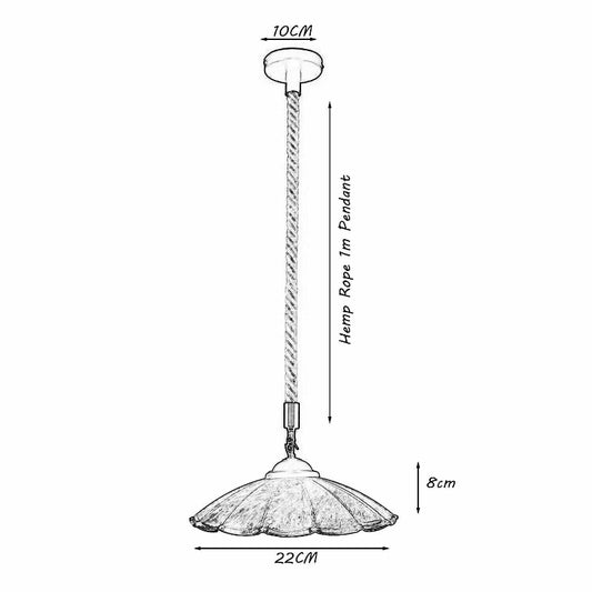 Retro Hanfseil Pendelleuchte mit Ø 22 cm Lampenschirm – charmante Lichtquelle im Landhausstil