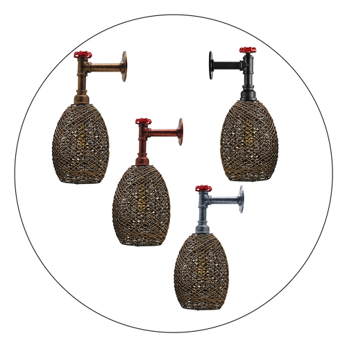 Rattan Pipe Wandlampenschirm Leuchten Rohrlampen~2394