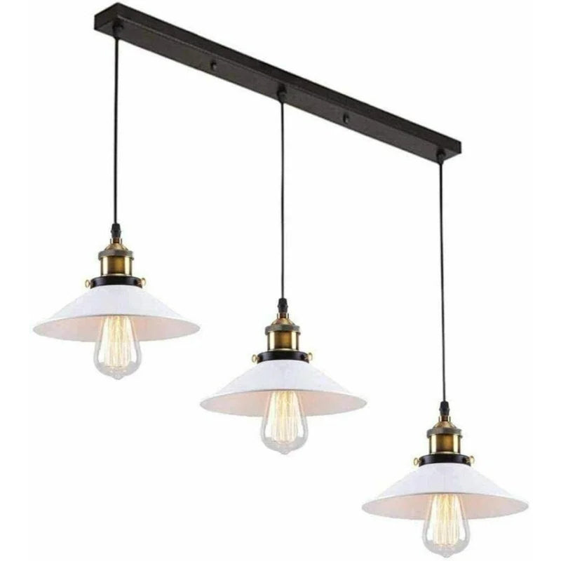 Moderne weiße Hängelampe mit drei E27-Schirmen aus Metall – zeitloses Design