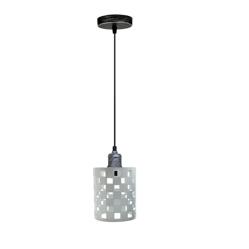 Weiße Pendelleuchte mit Käfig-Design aus Metall für die Küche – stilvolle E27 Lampe für modernes Ambiente