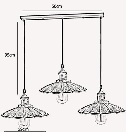  Schwarze Farbe  Hängelampe Retro pendelleuchte höhenverstellbar
 3 Scheinwerfer