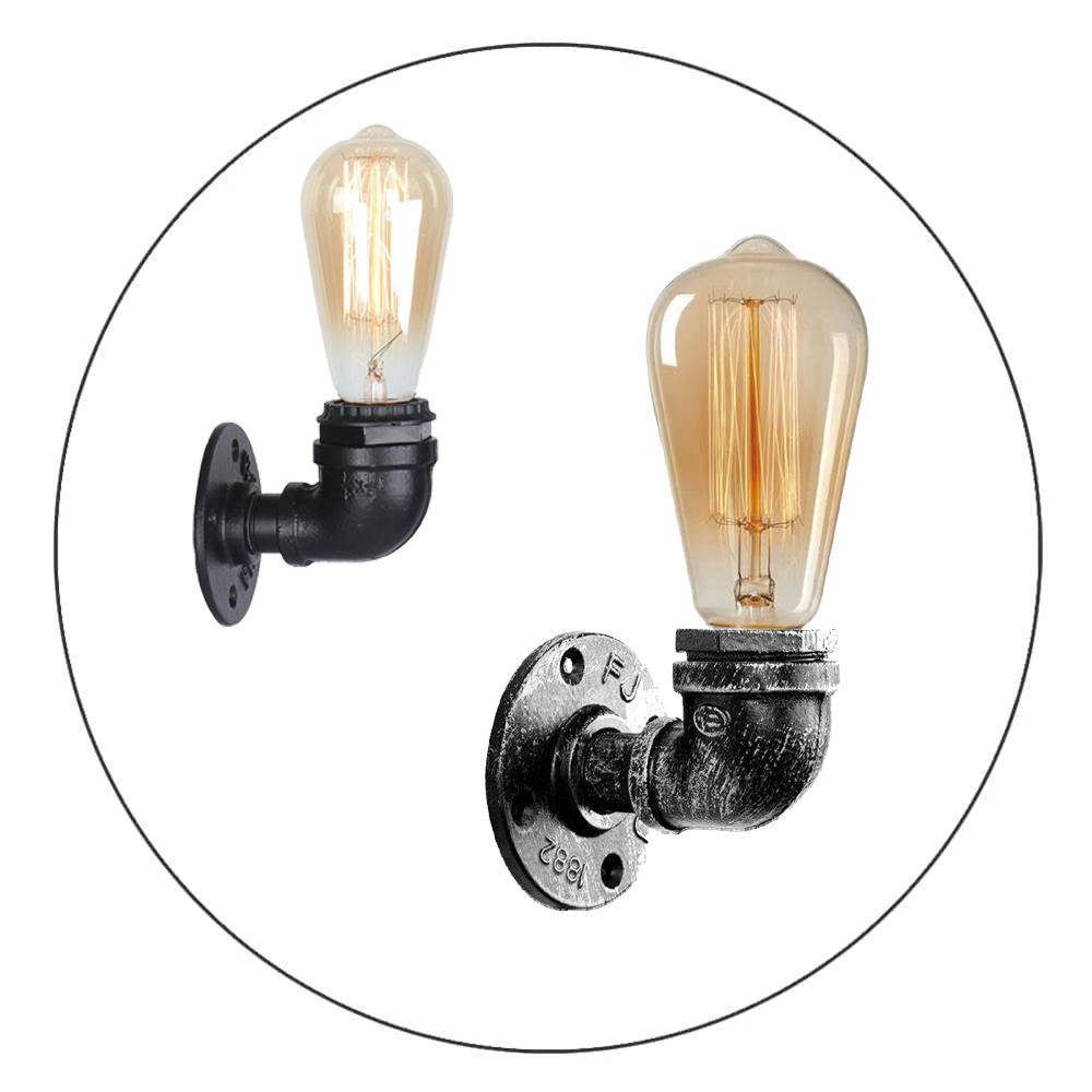 Vintage industrielle Wasserrohrlampe Retro Light Steampunk Wandleuchte + Free Bulb