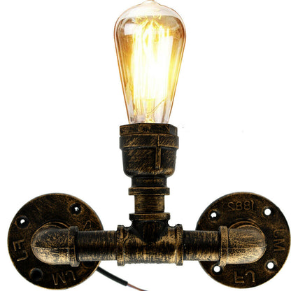 Vintage Industrial Sconce One Head Loft Rustic Water Pipe Wall Light Porch Lamp Steampunk - LEDSone DE-10