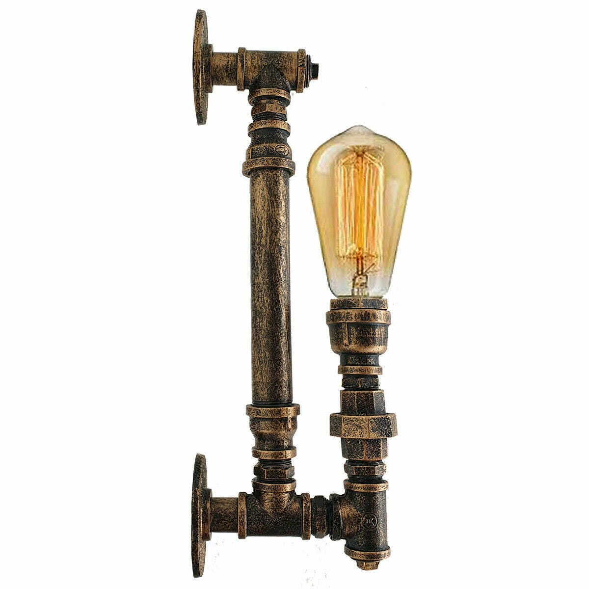 Moderne Vintage industrielle L-Form Rohrbeleuchtung mit E27 Schraubbirne LEDSone DE-14