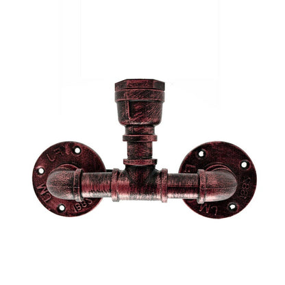 Vintage Verandalampe Steampunk Wandleuchte One Head Loft Rustikal Wasserpfeife Wandleuchte Rustikal Rot LEDSone DE-3