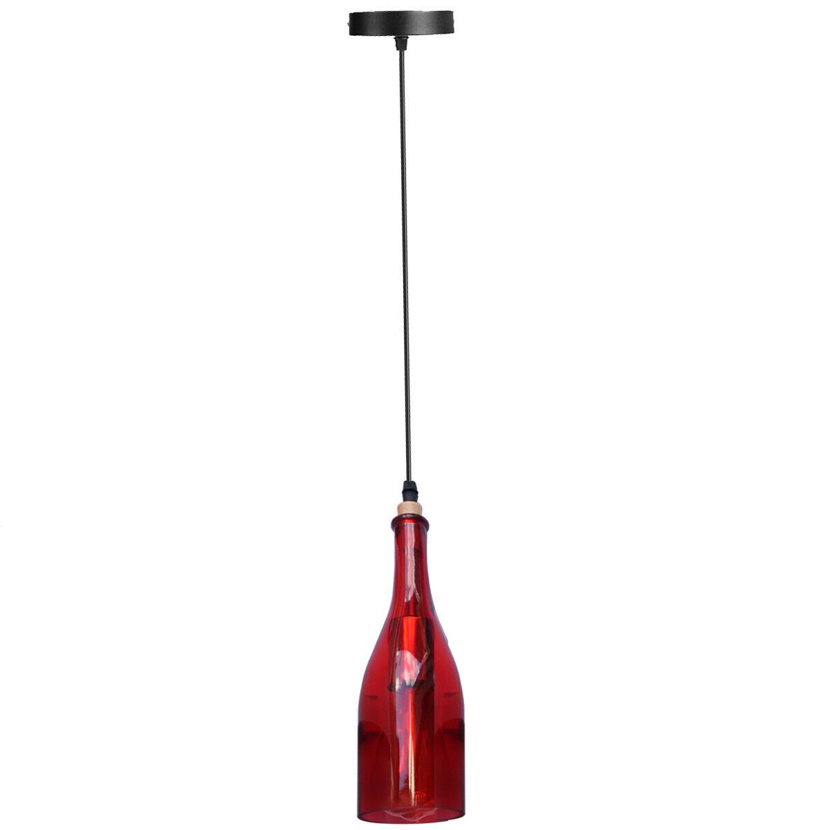 Rot Rustikaler Weinflaschen-Kronleuchter mit Glühbirne