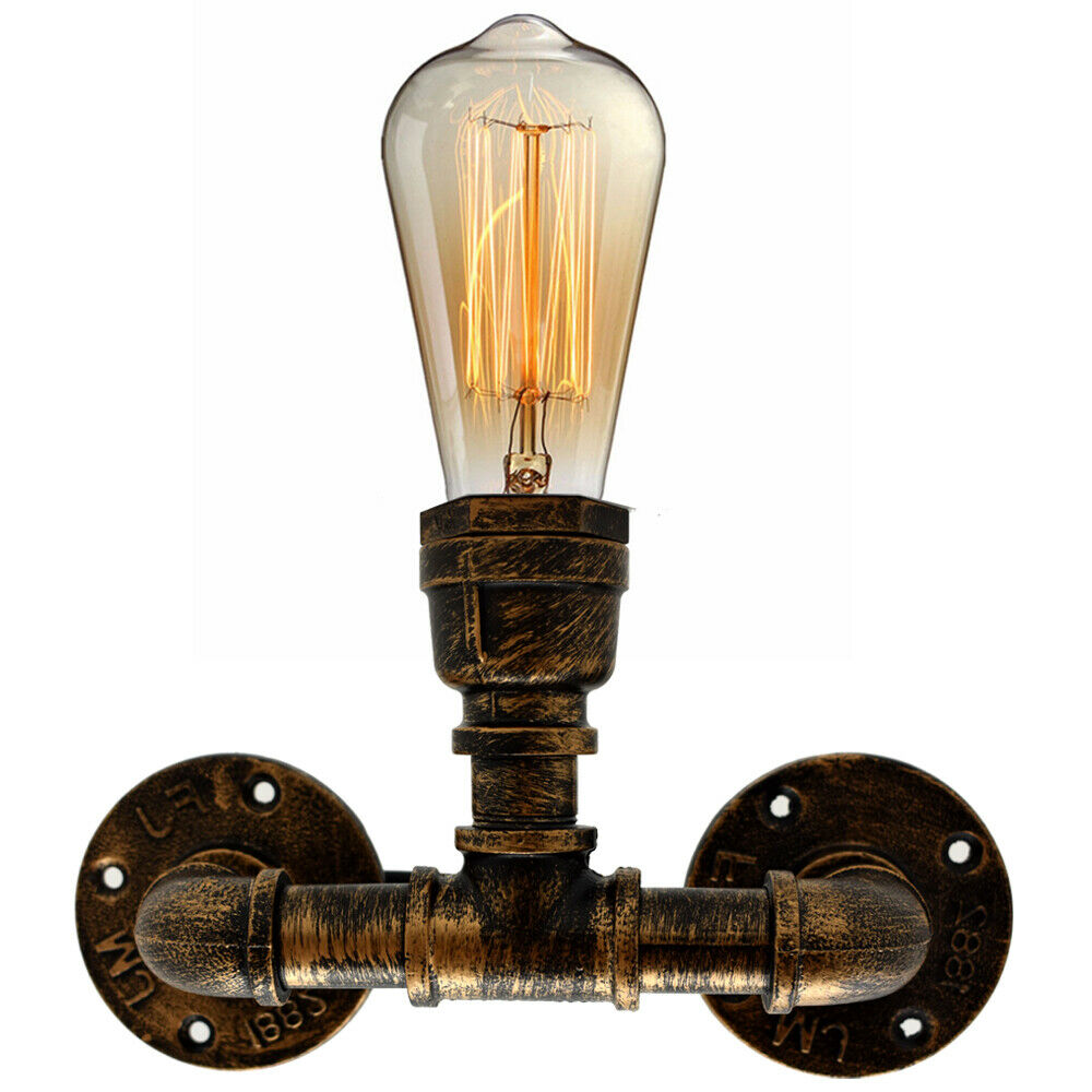 Vintage Industrial Sconce One Head Loft Rustic Water Pipe Wall Light Porch Lamp Steampunk - LEDSone DE-11