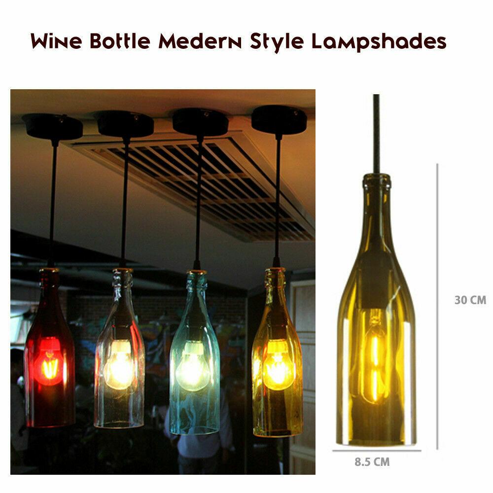 Vintage Retro Weinflasche Decke Pendelleuchte Lampe Schatten Kronleuchter Licht DE