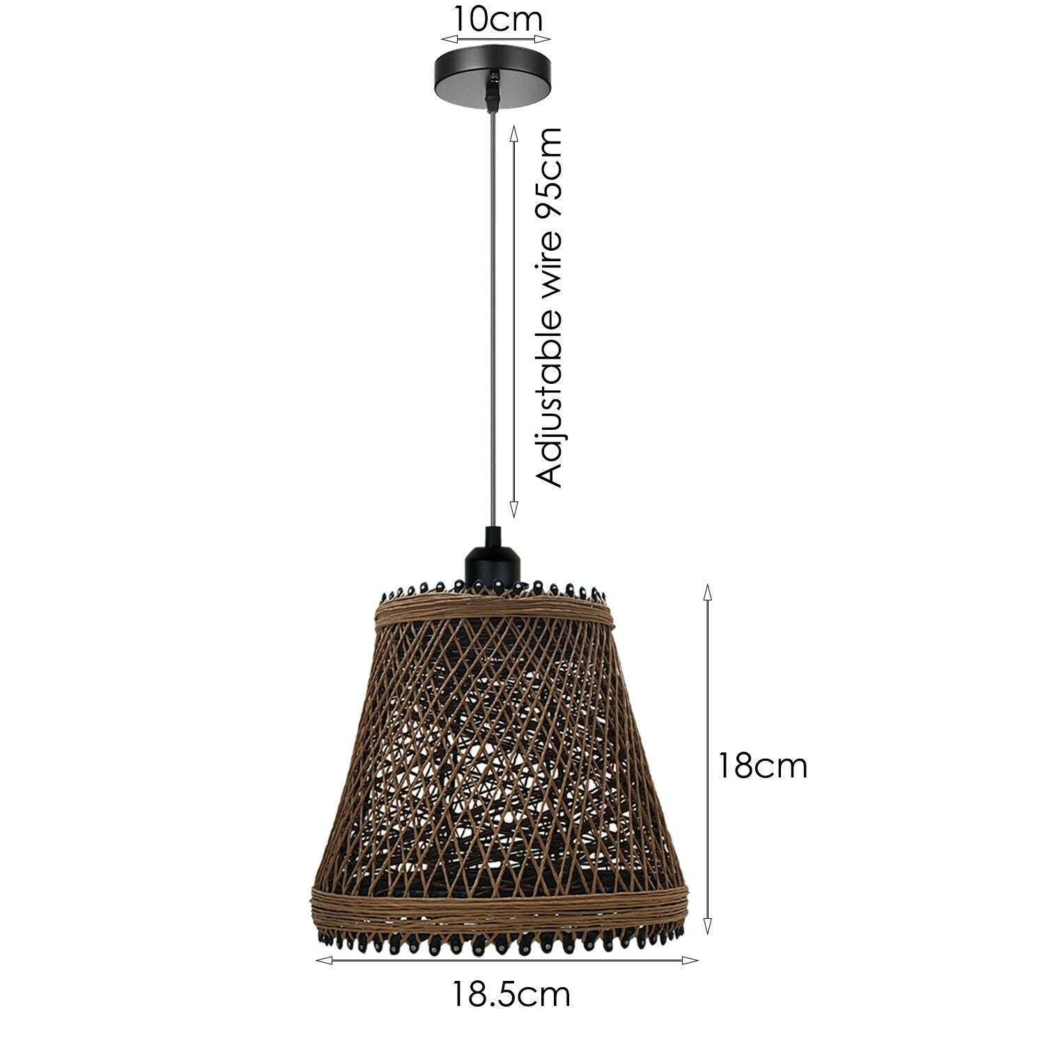 LEDSone 3-flammige Pendelleuchte – Vintage Hanf-Käfig, Schwarz, Verstellbar