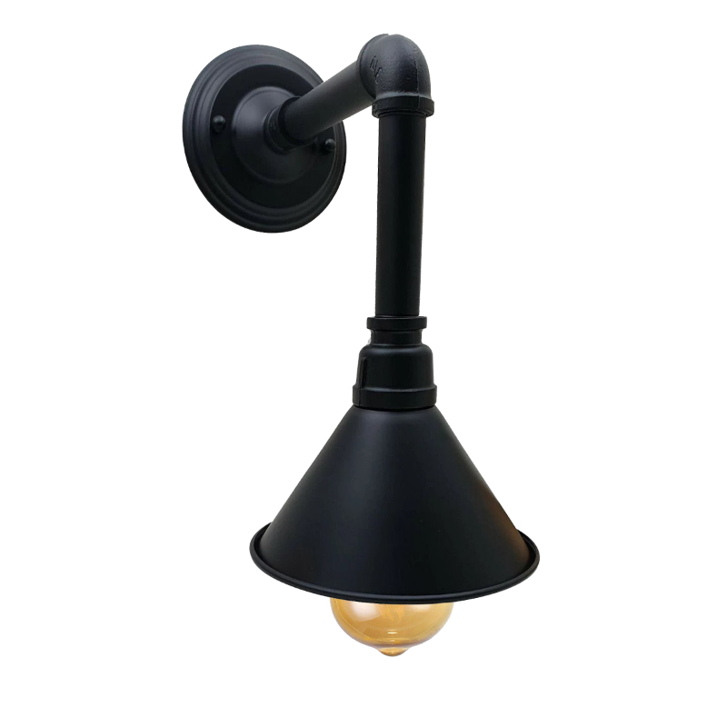 Industrielle Rohrwandlampe in Schwarz – modern, funktional, stilvoll