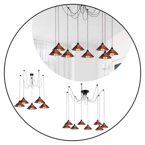 Moderne industriel rustik rød edderkop loftspendellampe metalkegleskærm indendørs hængelampe ~ 1799