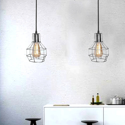 Retro Spinnenlampe mit 2x E27 Fassung, Silberfarbenes Käfigdesign, ideal für industrielle und moderne Wohnräume, höhenverstellbar.

