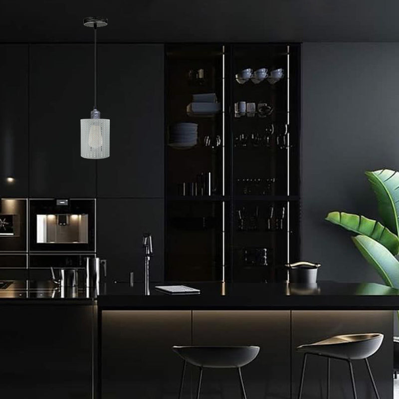Vintage Hängelampe in Weiß mit E27-Fassung, ideal für den Industrial Look in Küche oder Loft