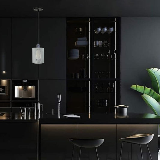 Vintage Hängelampe in Weiß mit E27-Fassung, ideal für den Industrial Look in Küche oder Loft