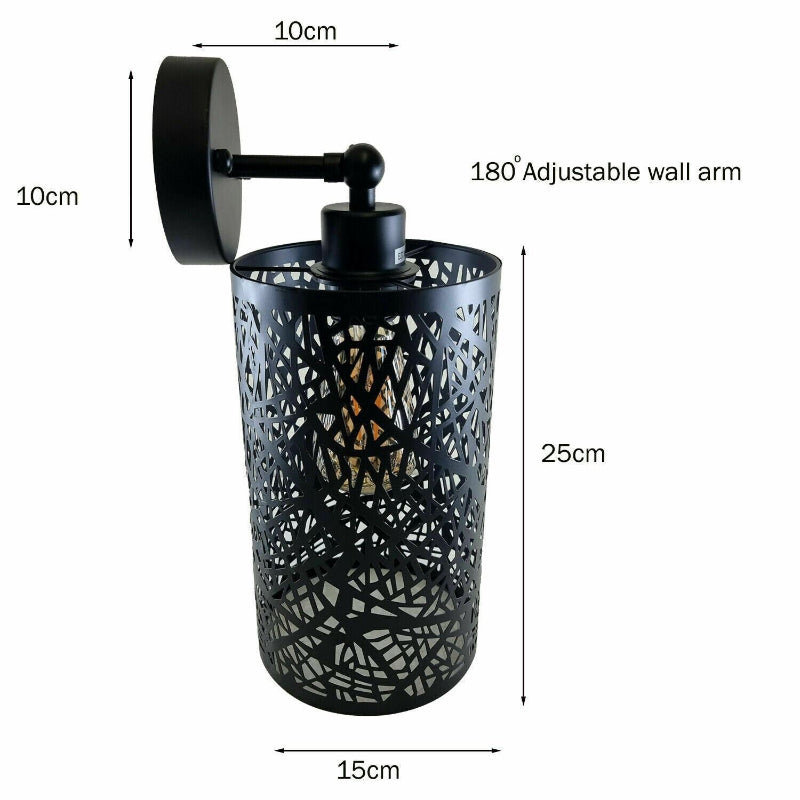 Moderne schwarze Wandlampe mit Drahtkäfig