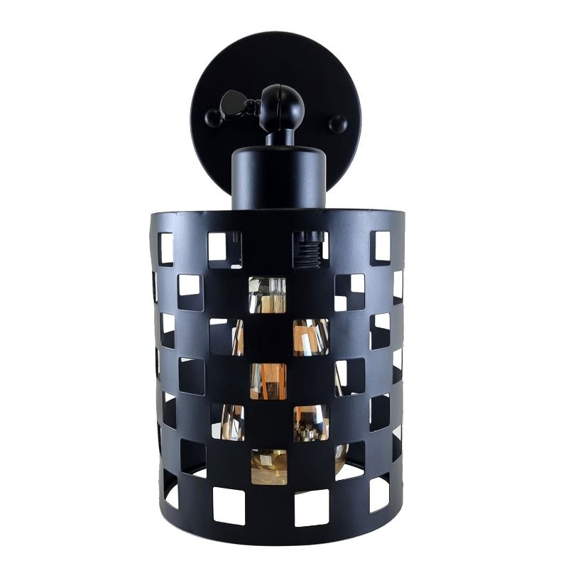 Schwarze Industrial Wandleuchte mit E27
