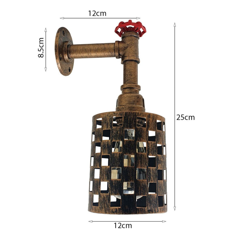 Metall-Wandleuchte mit gebürstetem Kupfer in 25 cm Höhe