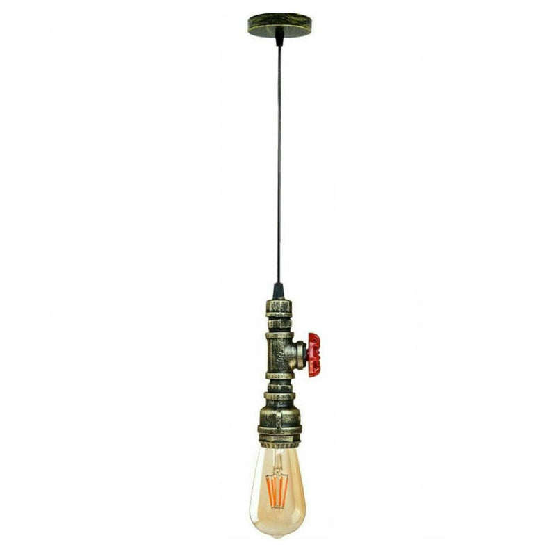 Moderne Pendelleuchte im Industriestil aus Wasserrohr, Ø17 cm Schirm