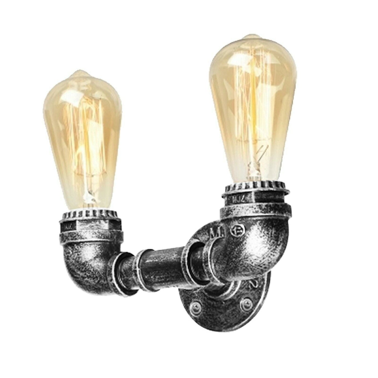 Vintage Doppelkopf-Wandleuchte aus gebürstetem silberfarbenem Metall für Wasserpfeifen LEDSone DE-1