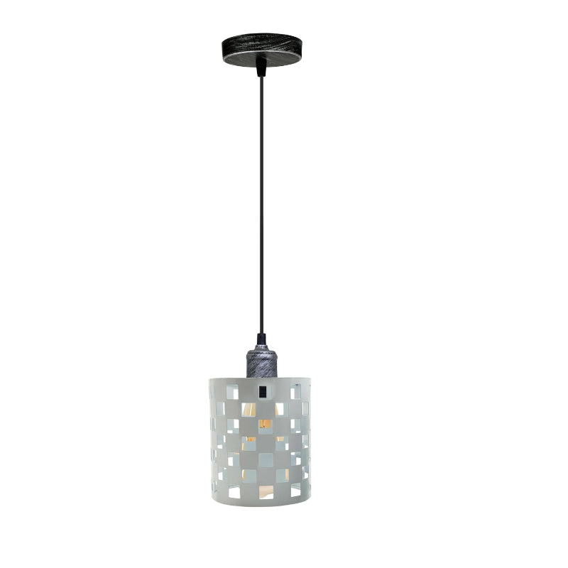 Schlichte weiße Pendelleuchte aus Metall für die Küche – E27 Fassung und elegantes Käfig-Design