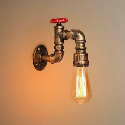 Metall Wasserpfeife Deckenleuchte Wandleuchte Vintage Industriell Rustikal Steampunk Lampe Leuchte Gebürstetes Messing LEDSone DE-3